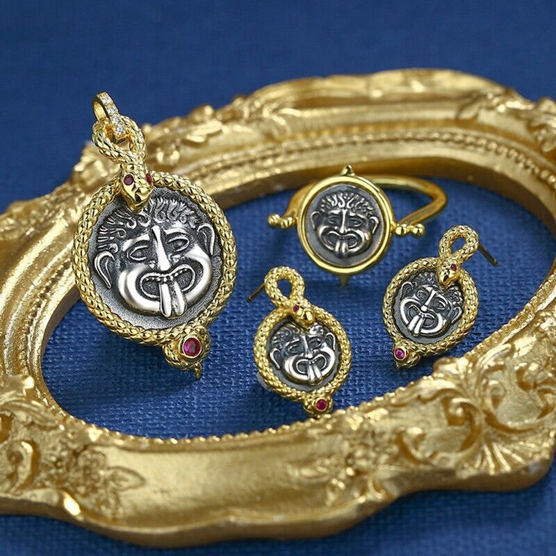 Medusa Schlange Griechische Münze Ohrringe E1064