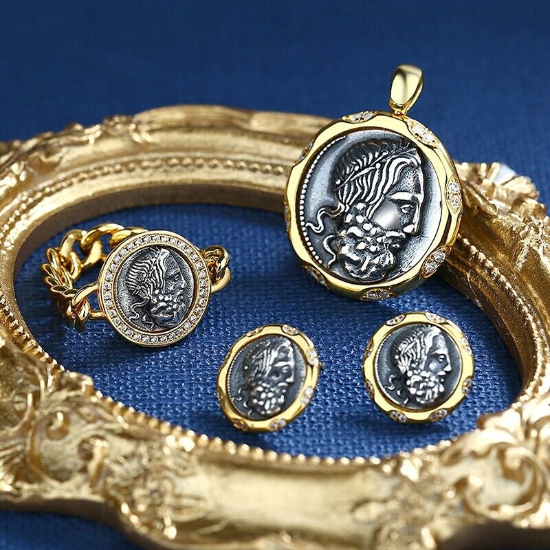 Poseidon Griechische Münze Ohrringe E1070