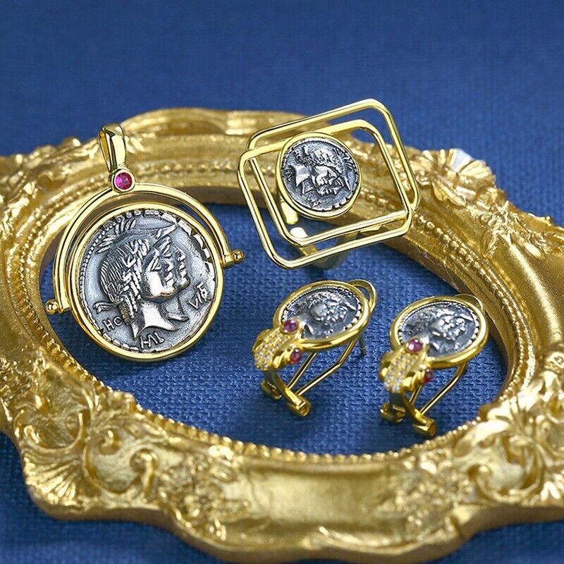 Doppelter quadratischer Drahtring mit römischen Münzen R1067