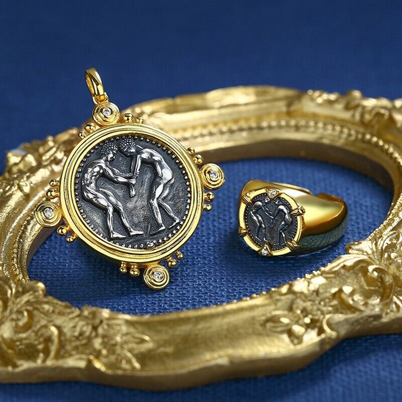 Pamphylianischer Wrestler, griechischer Münz-Replik-Ring R1066