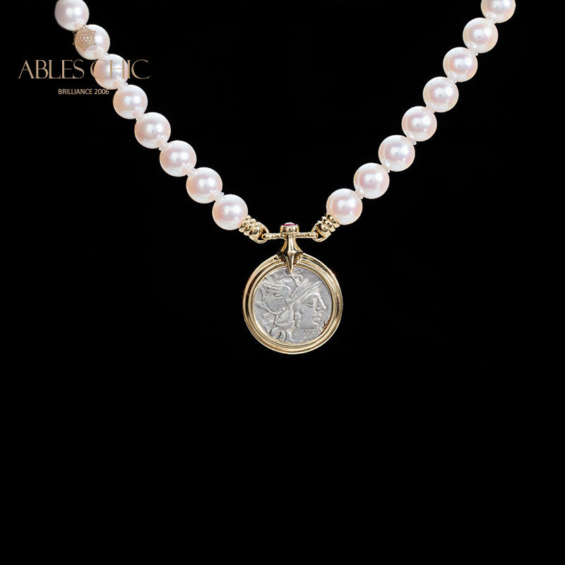Byzantinische Athena-Münze, Akoya-Perlenkette