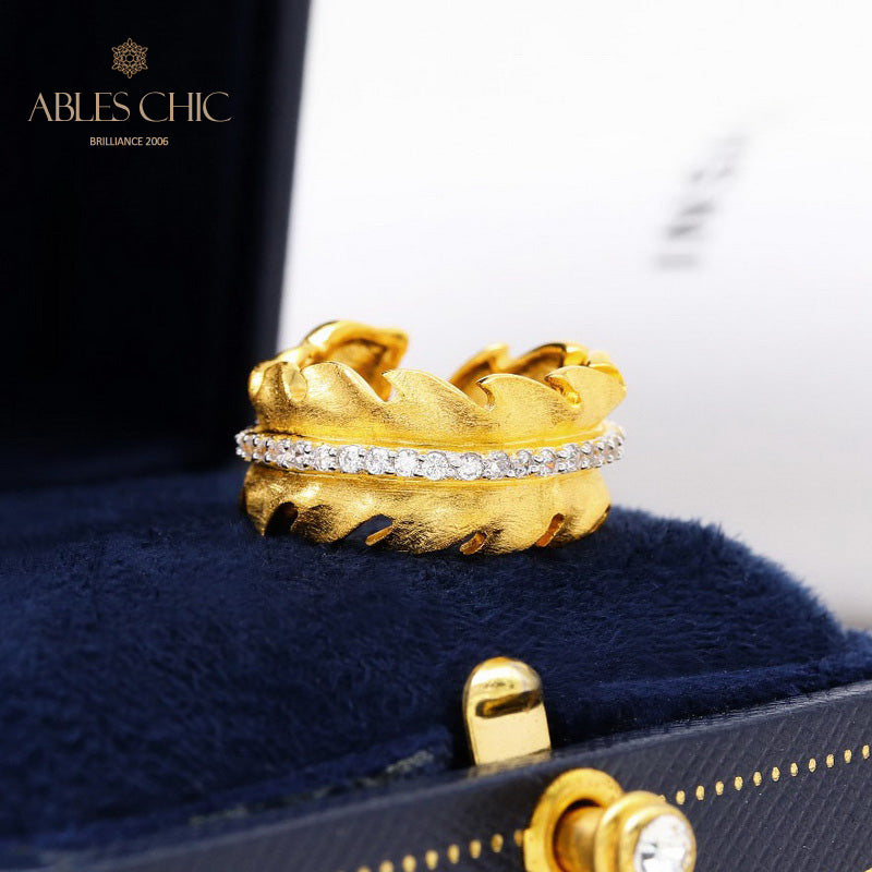 Gebürsteter Ring mit Blattmuster 5480