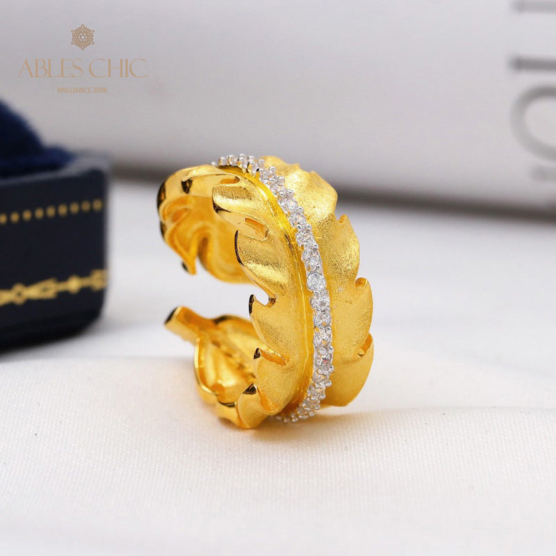 Gebürsteter Ring mit Blattmuster 5480
