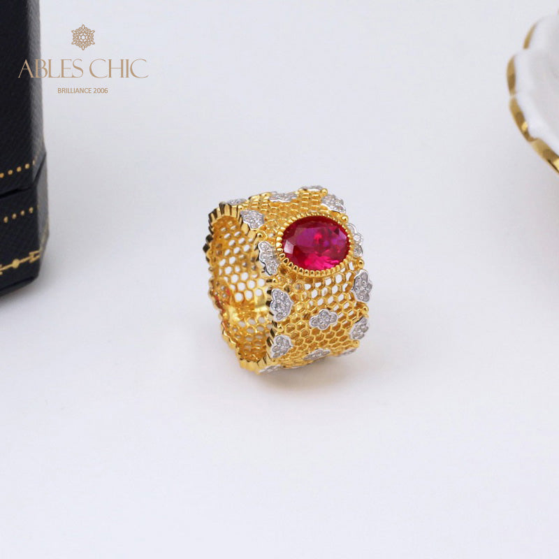 Spitzen-Blumenring mit Wabenmuster 5031