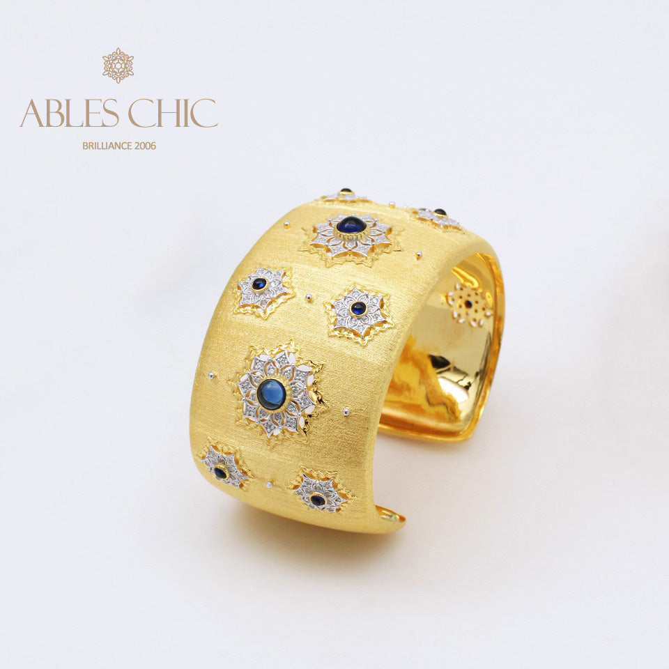 Breites Armband mit Edelsteinblumen 5457
