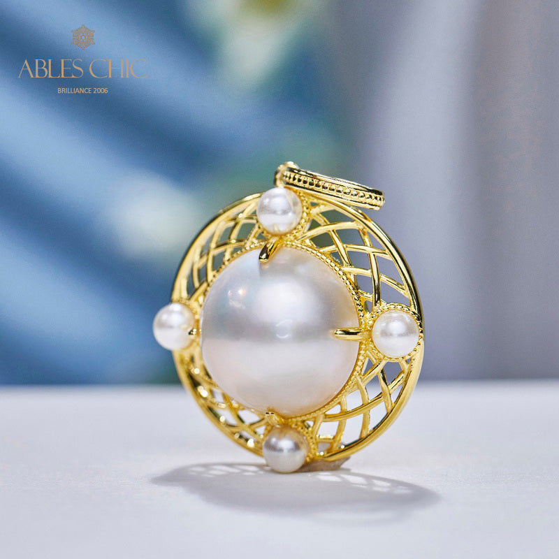 Mabe Pearl Mesh Disc Anhänger 5956