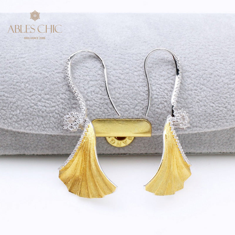 Stoffelement Ginkgoblatt Ohrringe 5450