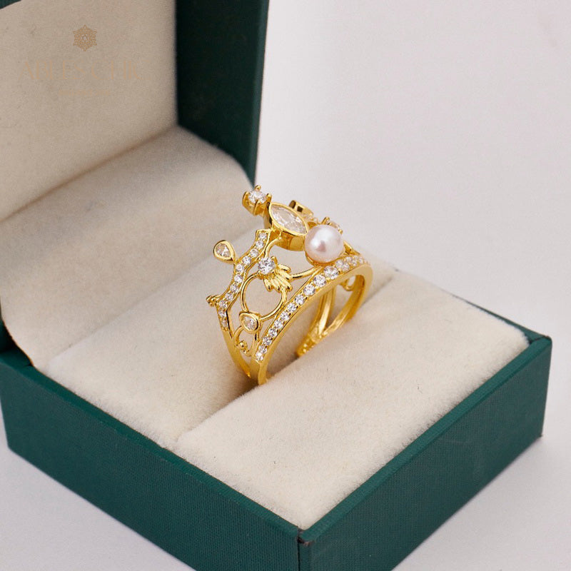 Pavé-Kronenperlenring 5731