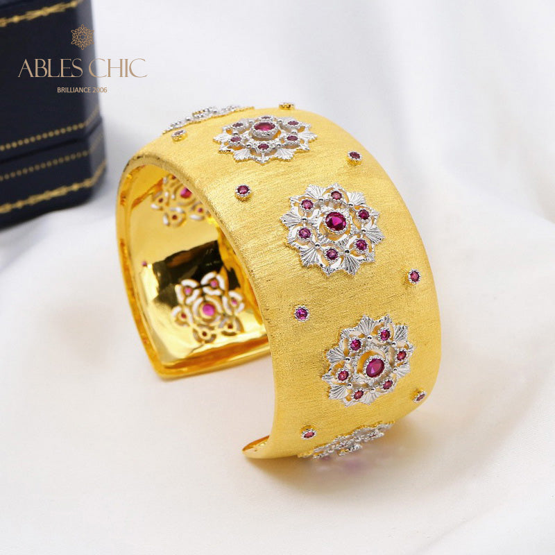 Breites Rubinblüten-Armband 5681