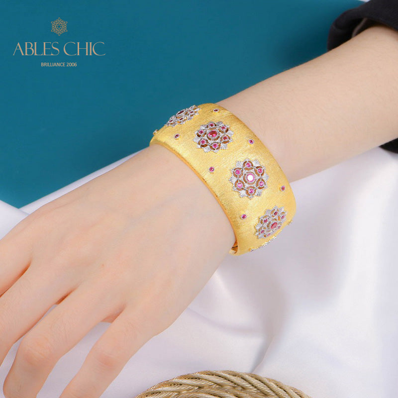 Breites Rubinblüten-Armband 5681