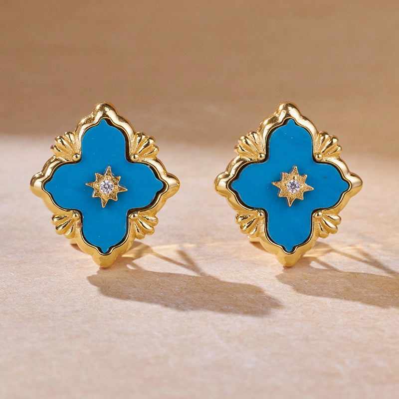 Türkis Kleeblatt Malachit Ohrringe 5789