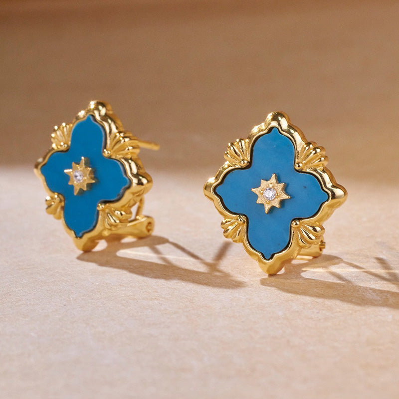 Türkis Kleeblatt Malachit Ohrringe 5789