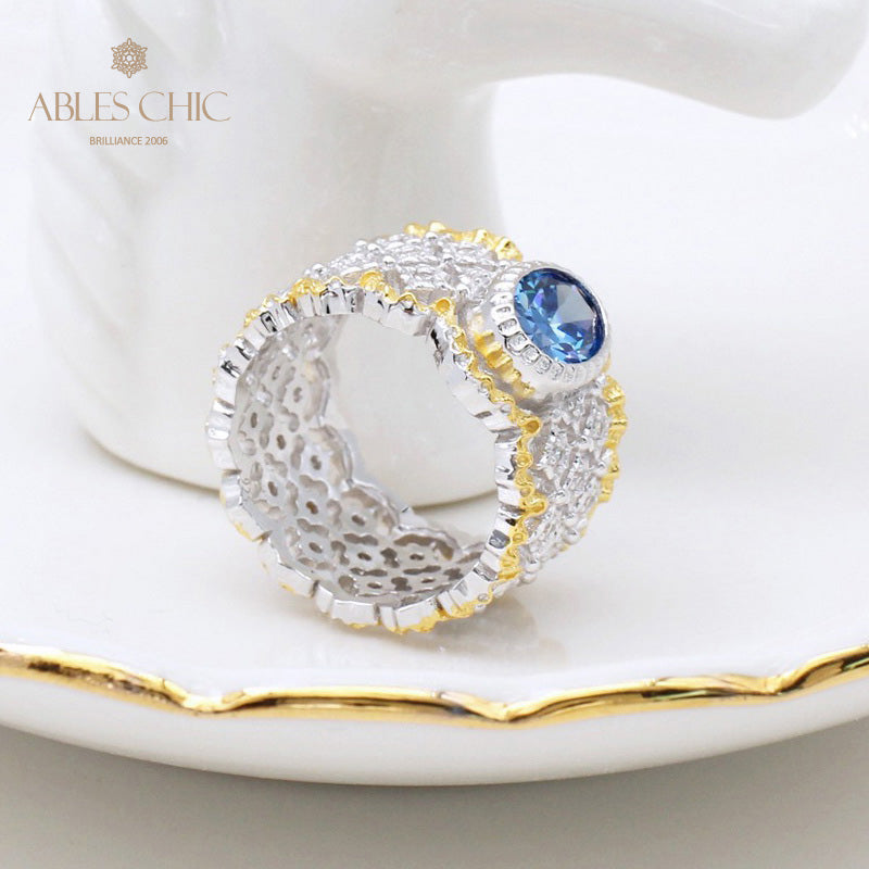 Saphir-Spitzen-Blumenring 5032