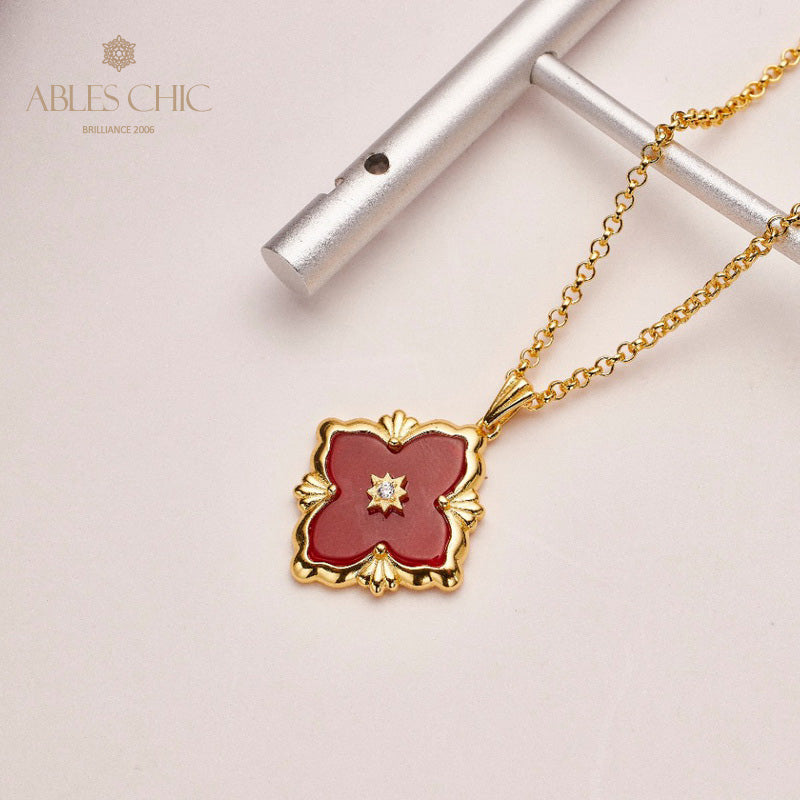 Kleeblatt-Achat-Blumenkette 5727