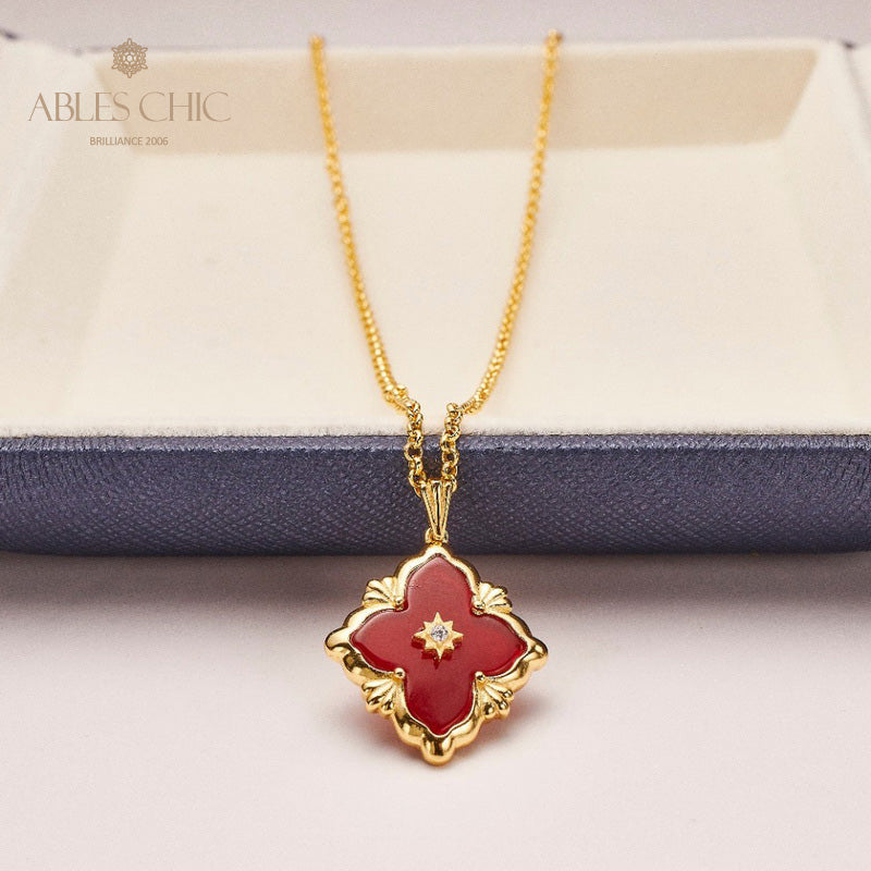Kleeblatt-Achat-Blumenkette 5727