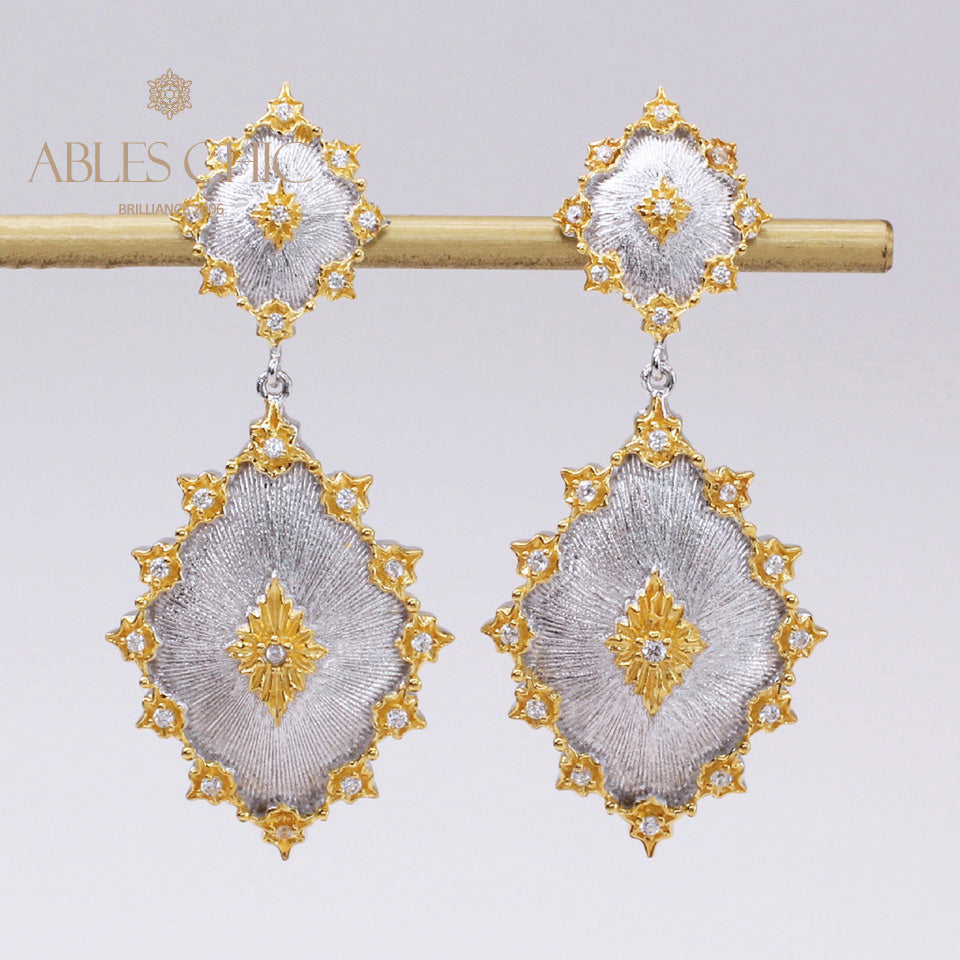 Detaillierte seidige Sterne Blumenohrringe 5278