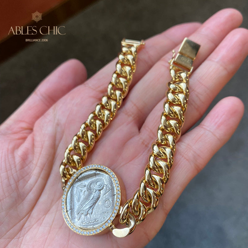 Griechisches Athena Flip-Medaillon-Armband