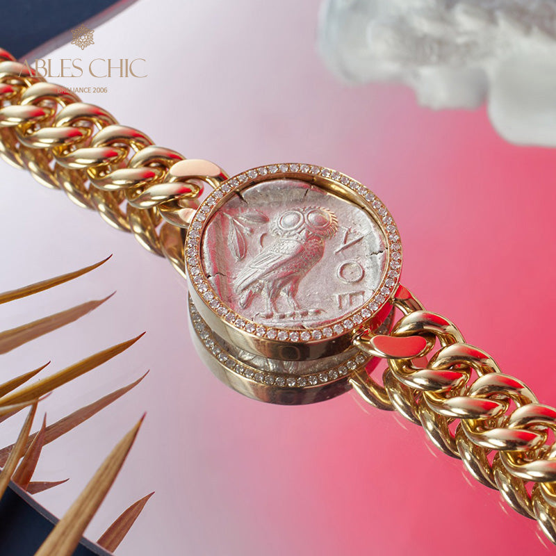 Griechisches Athena Flip-Medaillon-Armband