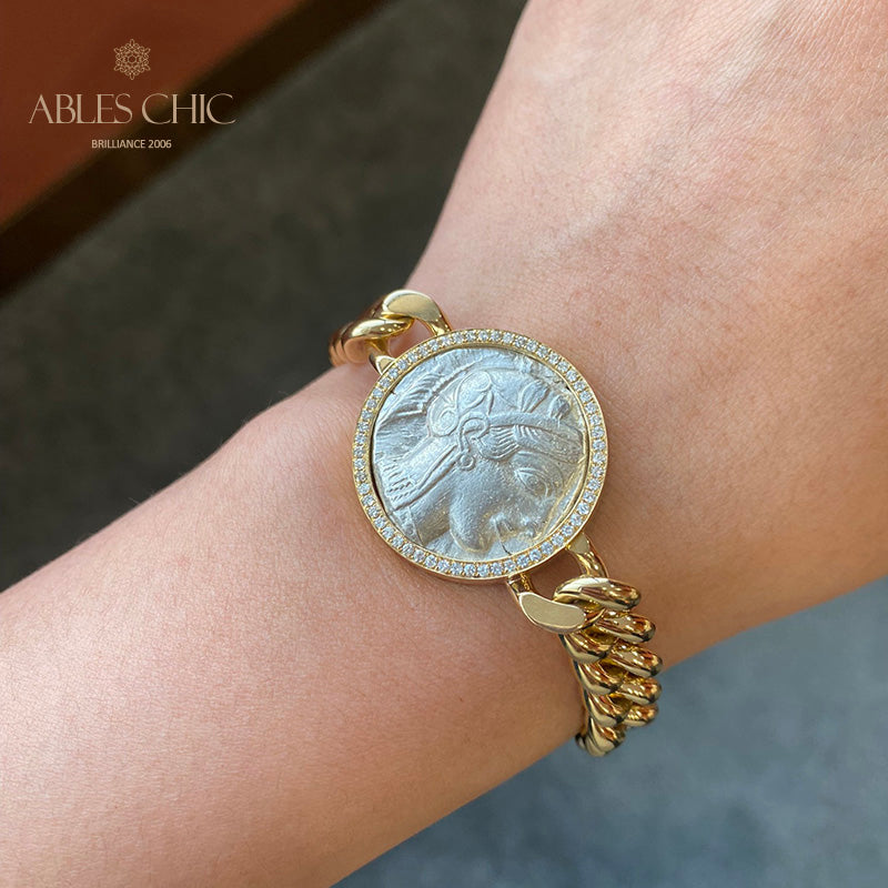 Griechisches Athena Flip-Medaillon-Armband