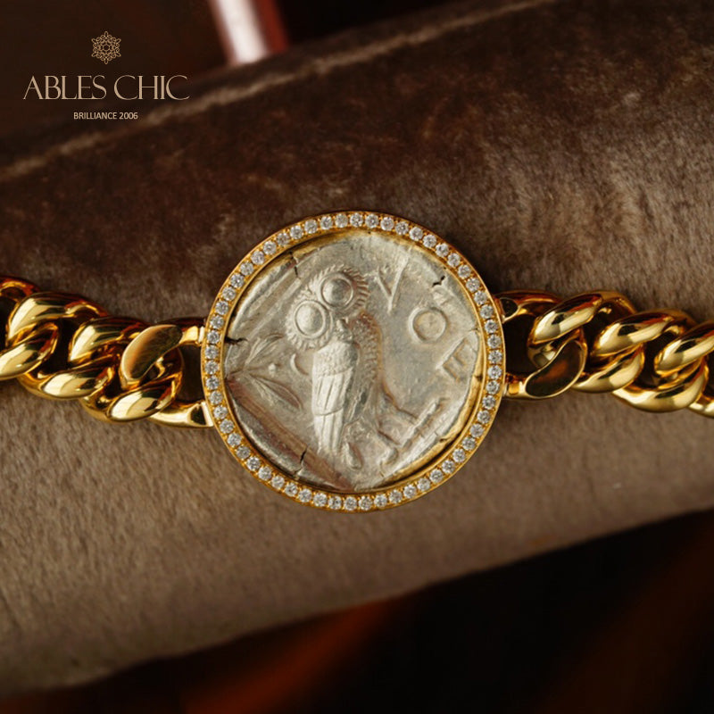 Griechisches Athena Flip-Medaillon-Armband