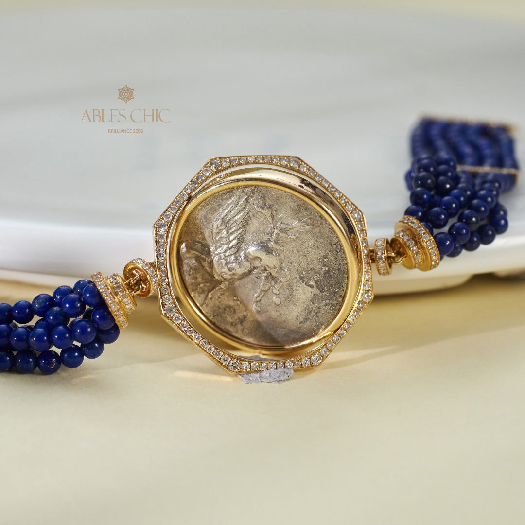 Antikes Lira-Münzen-Mehrstrang-Lapisarmband