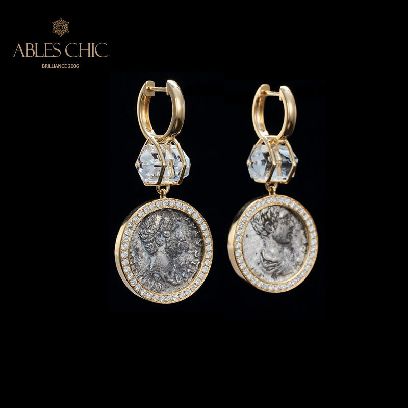Diamant-Halo-Medaillon-Ohrringe