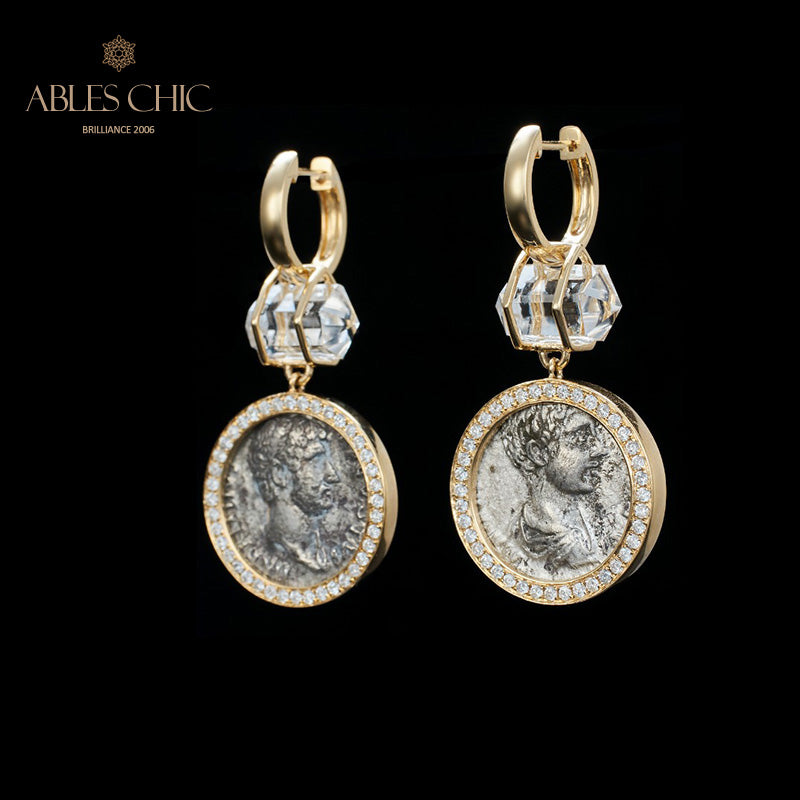 Diamant-Halo-Medaillon-Ohrringe