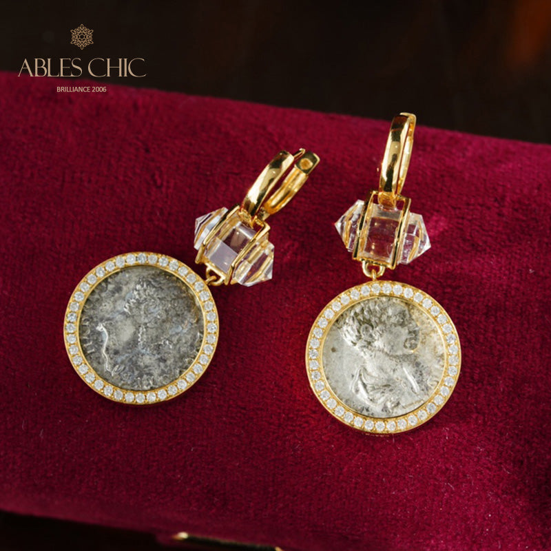 Diamant-Halo-Medaillon-Ohrringe