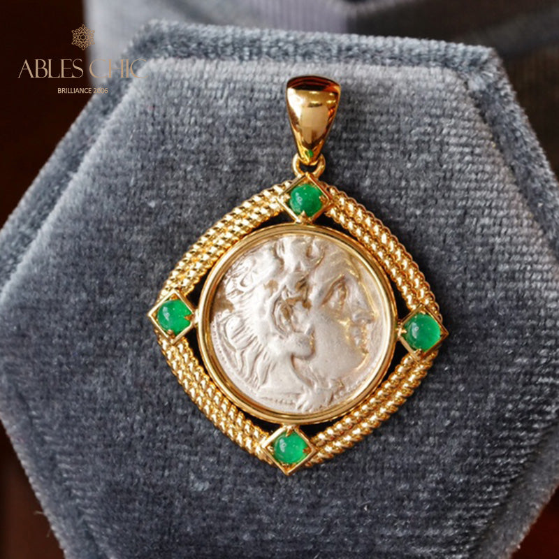 Nur byzantinischer Herkules-Smaragd-Medaillon-Anhänger