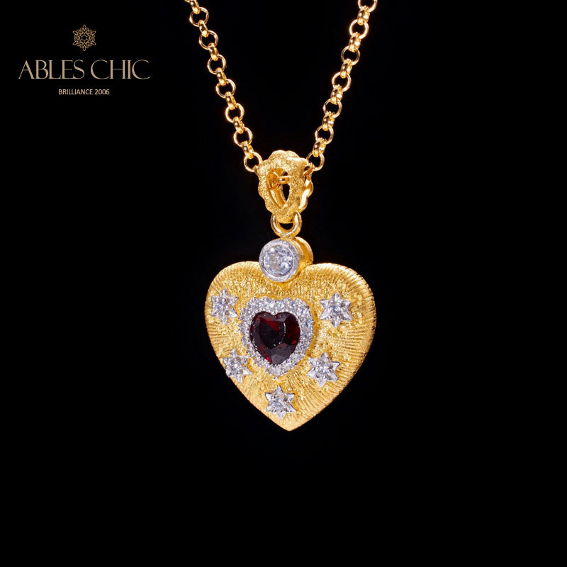 Stoffmuster Herz Charm Halskette 5849