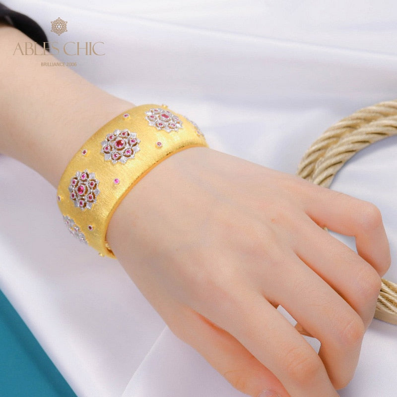 Breites Rubinblüten-Armband 5681