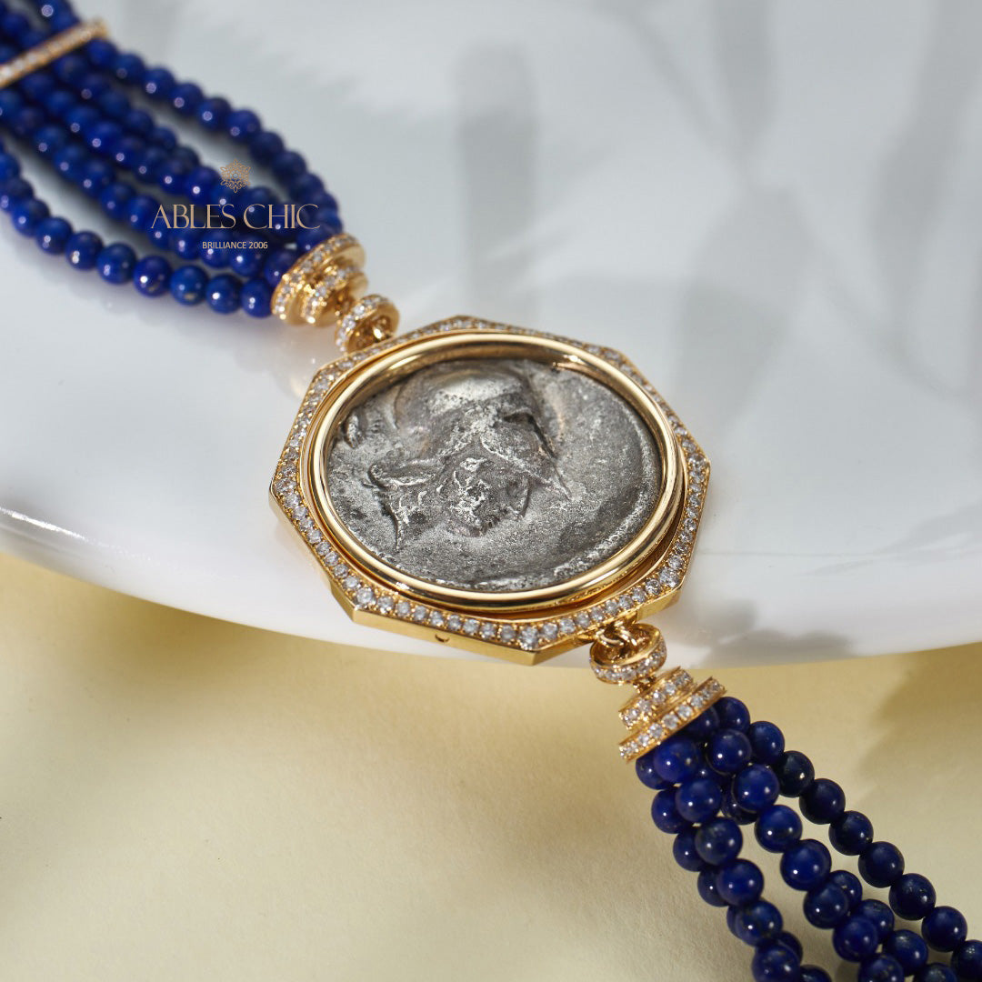 Antikes Lira-Münzen-Mehrstrang-Lapisarmband