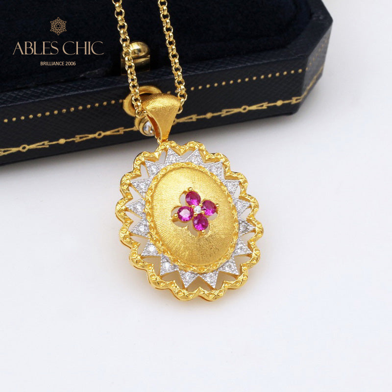 Seidiger Blumen-Edelstein-Anhänger 5419