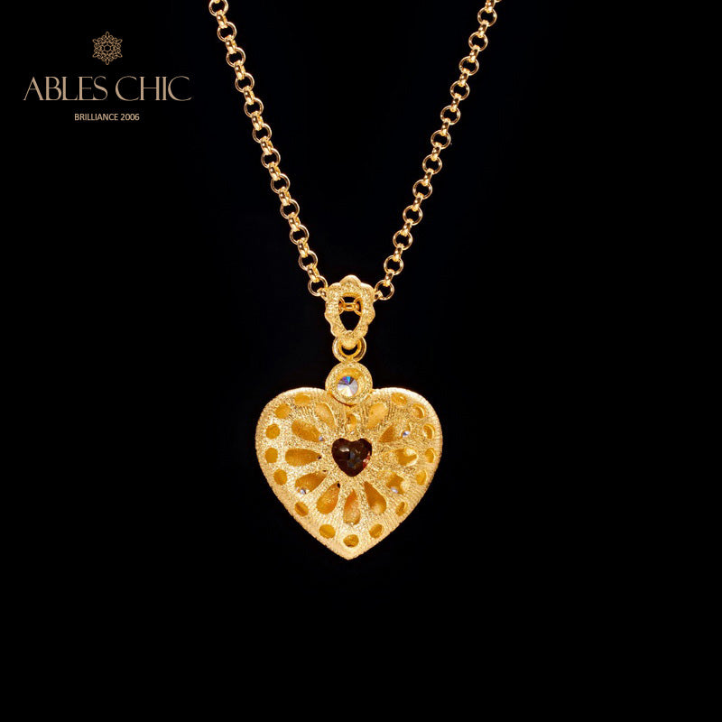 Stoffmuster Herz Charm Halskette 5849