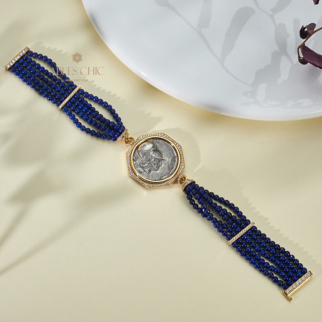 Antikes Lira-Münzen-Mehrstrang-Lapisarmband