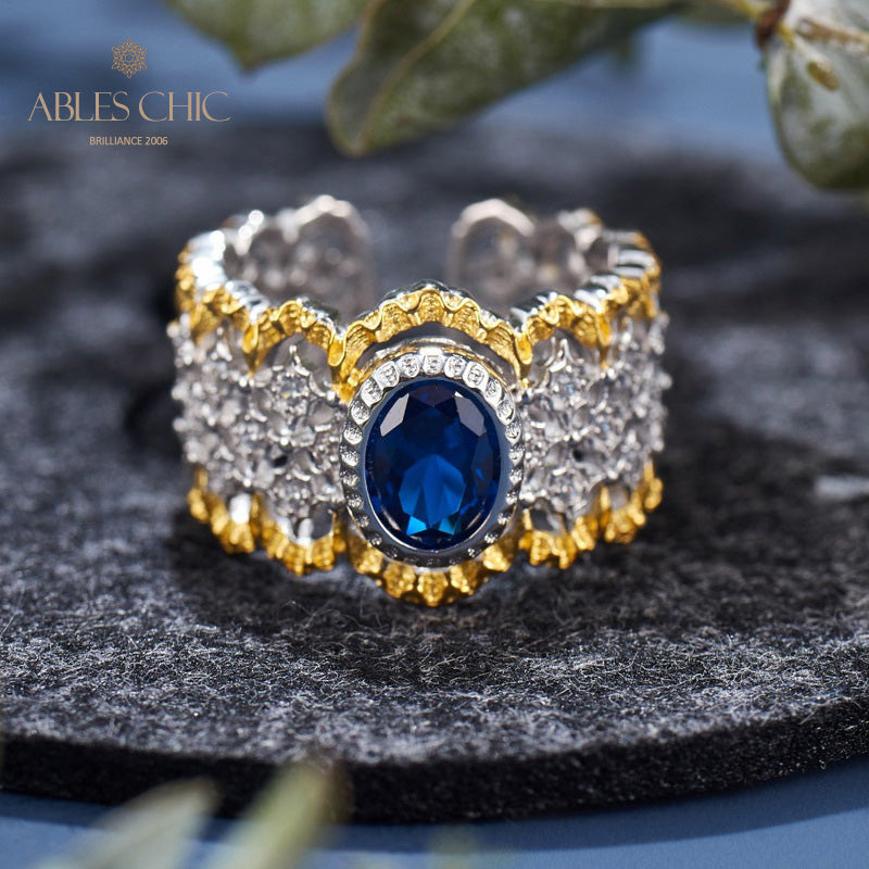 Saphir-Spitzen-Blumenring 6070