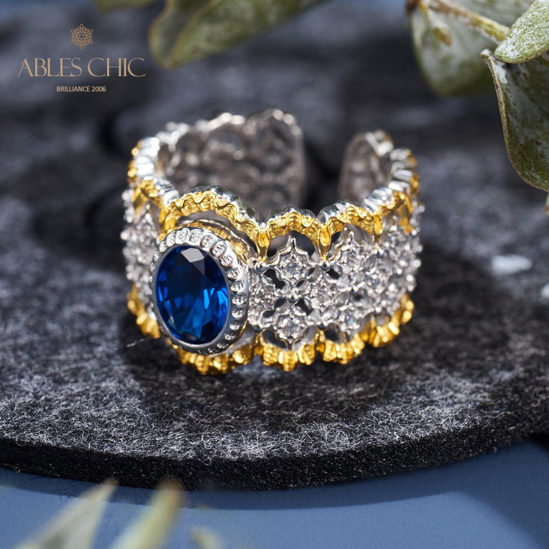 Saphir-Spitzen-Blumenring 6070