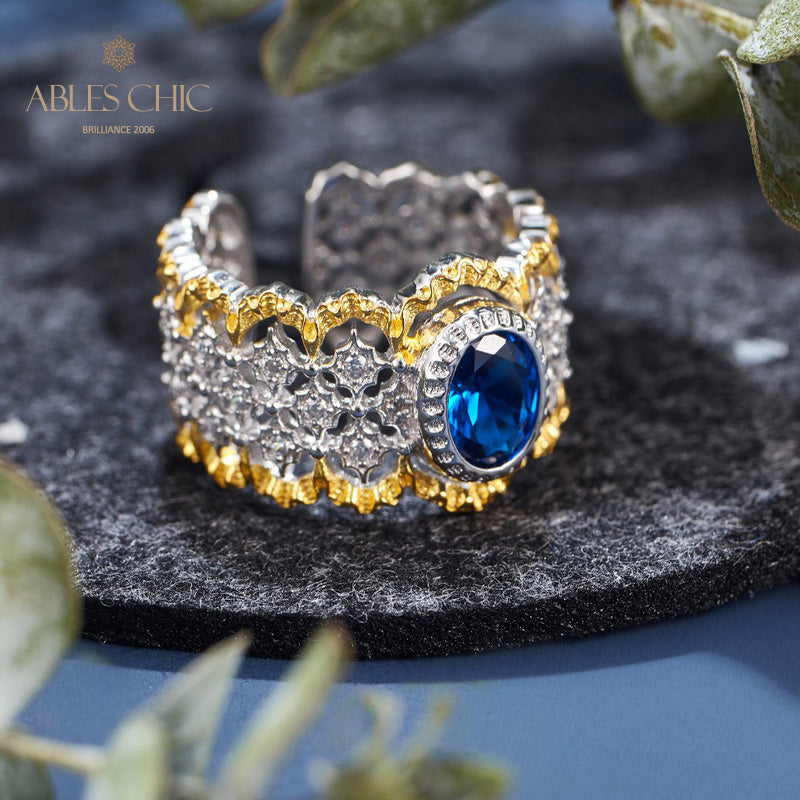 Saphir-Spitzen-Blumenring 6070