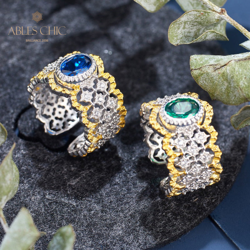 Saphir-Spitzen-Blumenring 6070