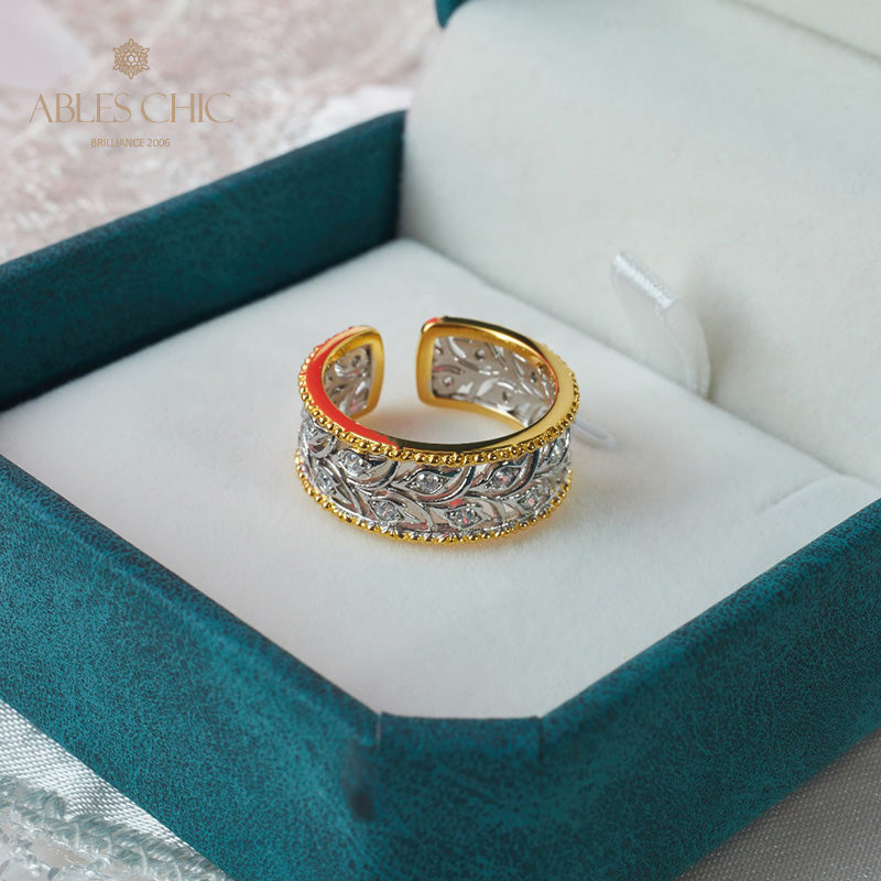 Offener Ring mit Rosenknospen-Blumenmotiv 5992