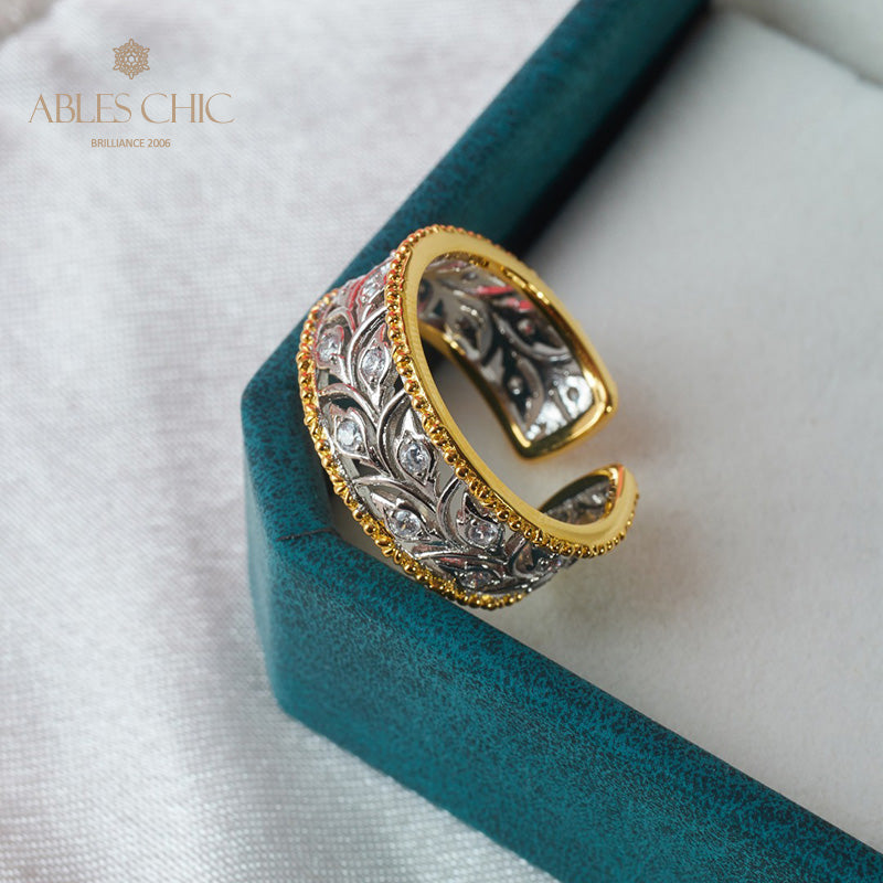 Offener Ring mit Rosenknospen-Blumenmotiv 5992