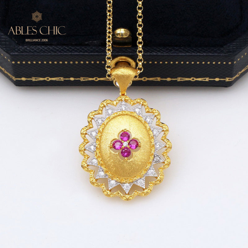 Seidiger Blumen-Edelstein-Anhänger 5419