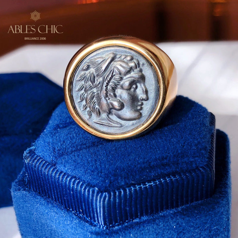 Offener Ring mit griechischer Zeus-Münze 6021