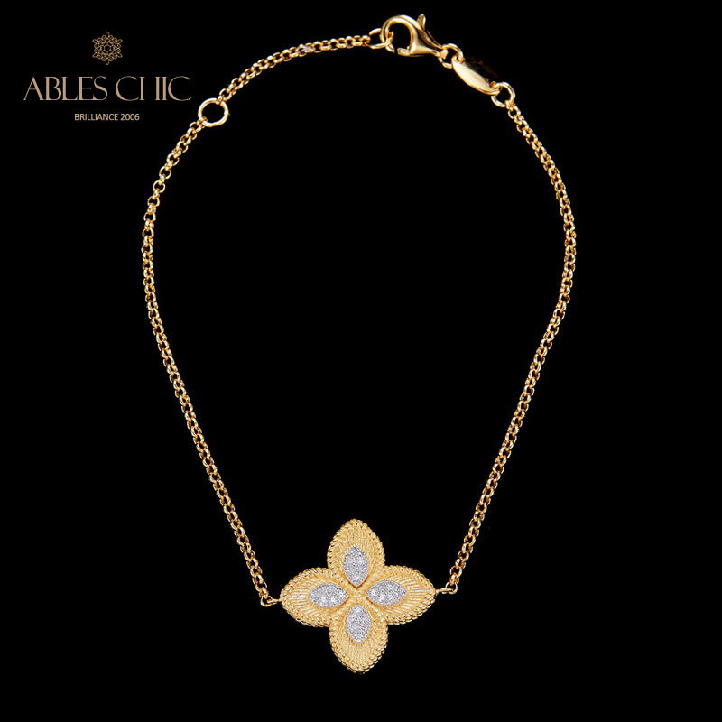 Stoffelement Kleeblatt Armband 6127