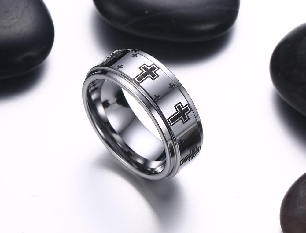White Tungsten Wedding Band Cross Engagement Ring Wholesale 8mm - Ables Mall