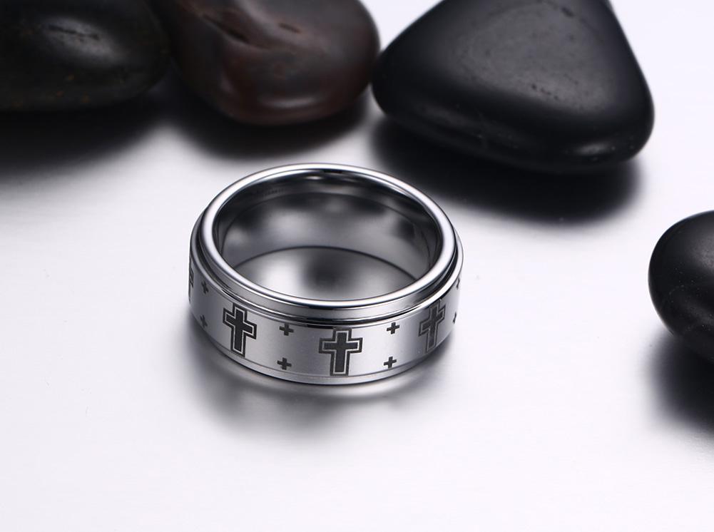 White Tungsten Wedding Band Cross Engagement Ring Wholesale 8mm - Ables Mall
