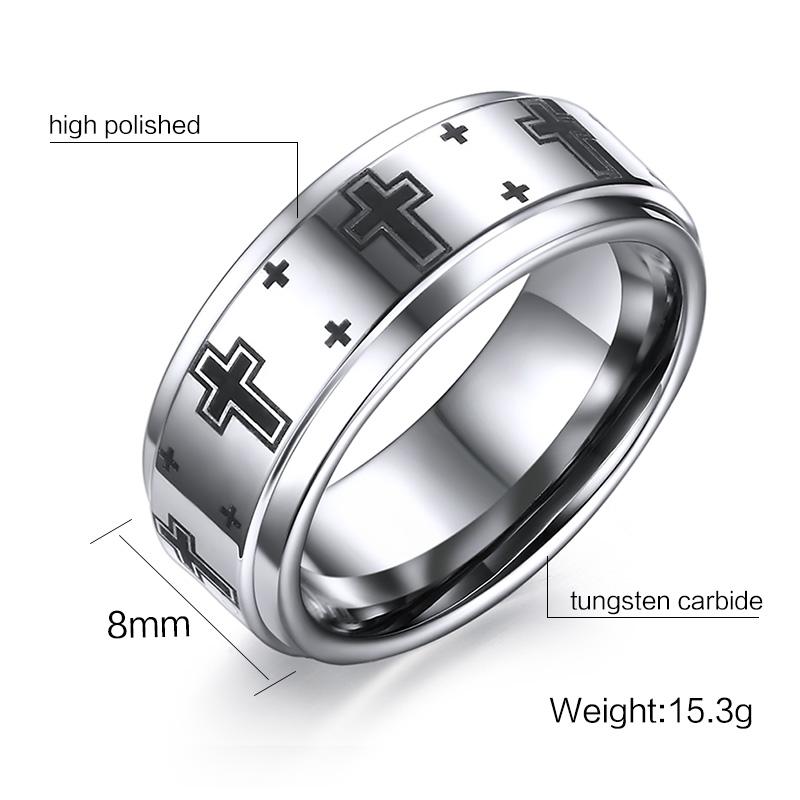 White Tungsten Wedding Band Cross Engagement Ring Wholesale 8mm - Ables Mall
