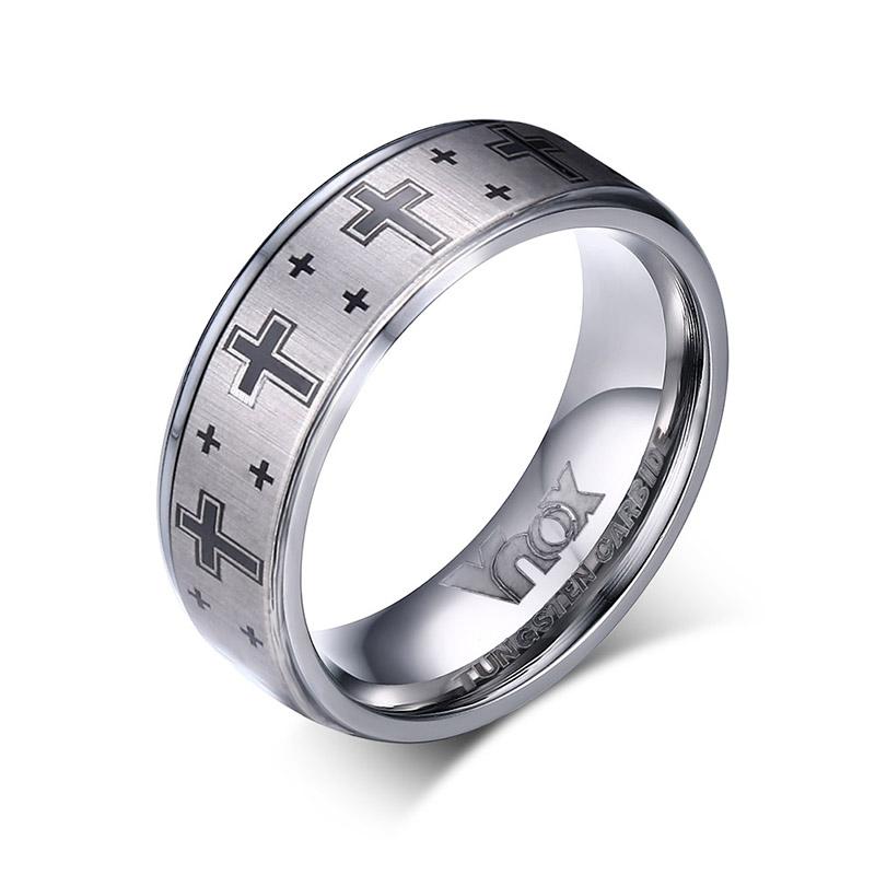 White Tungsten Wedding Band Cross Engagement Ring Wholesale 8mm - Ables Mall