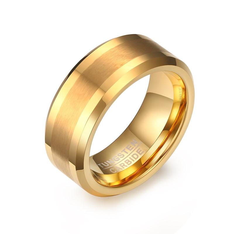 White Tungsten Brushed Center Engagement Band Flat Ring Wholesale 8mm - Ables Mall