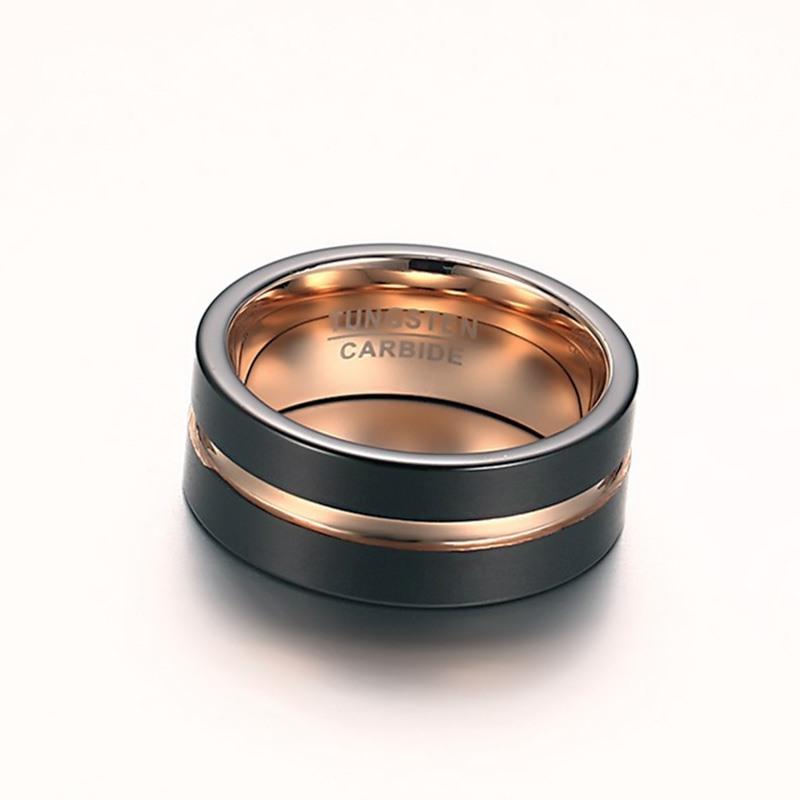 Black Gold Tungsten Engagement Band Cocktail Men Ring Wholesale Plated 8mm - Ables Mall
